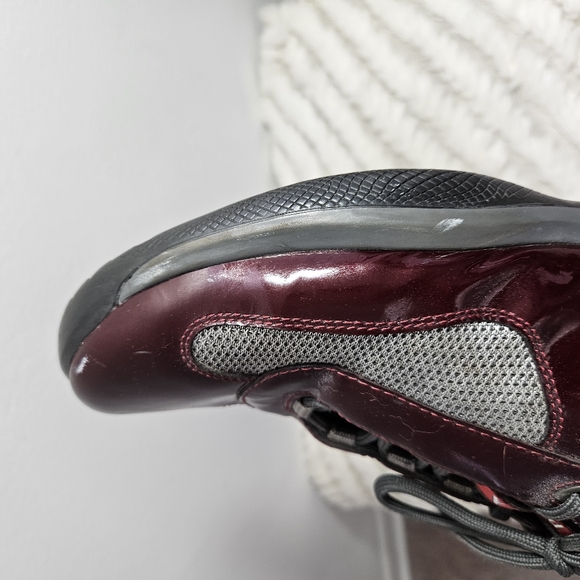 Prada Designer Men's Colorblock Burgundy Shoes - Picture 9 of 15